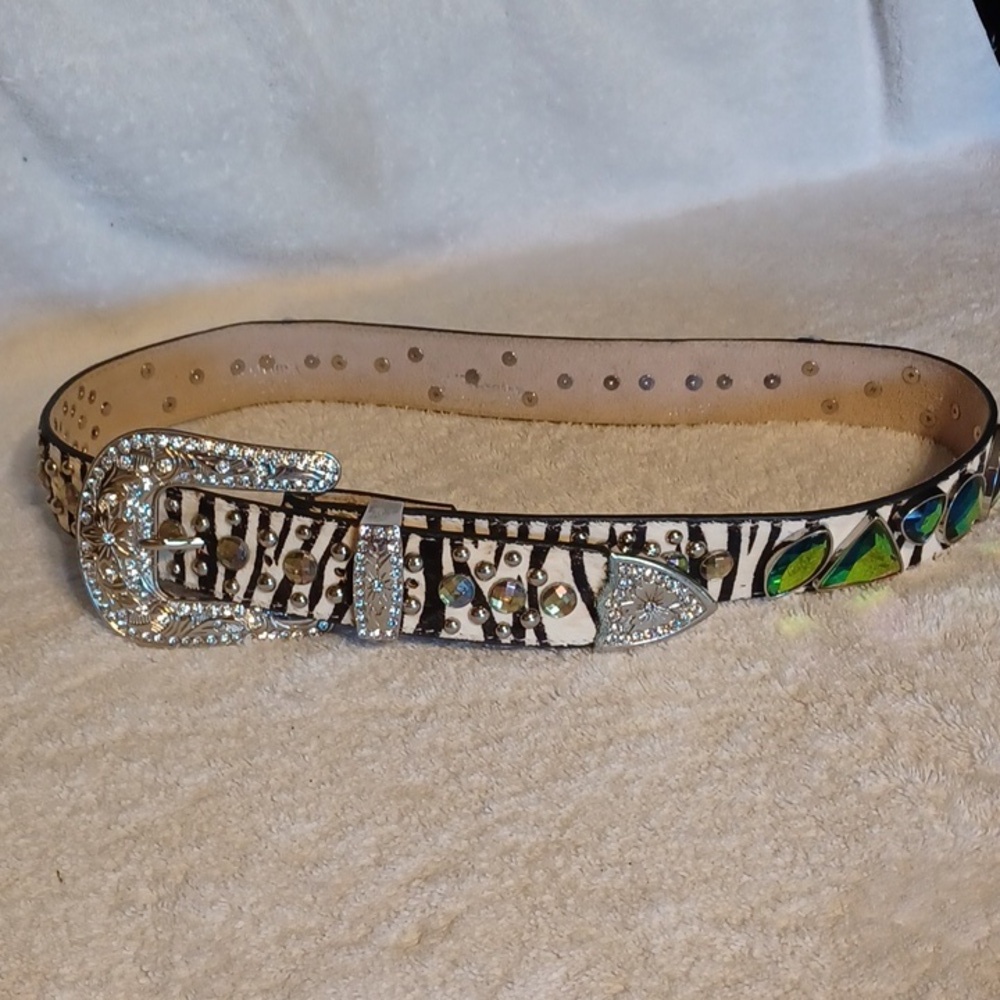 Montana West leather belt Western belt women's size medium zebra print